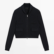 Women's zipper knitted cardigan