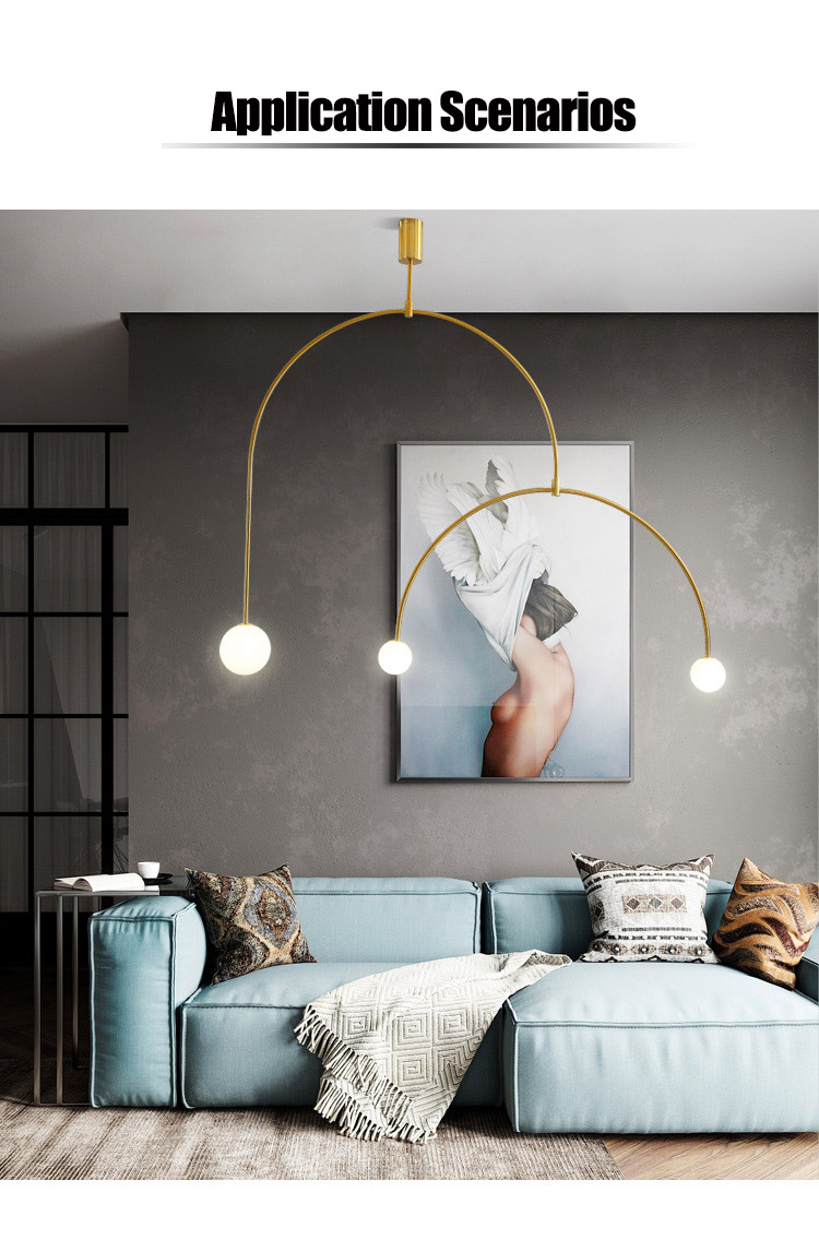 The three glass ball shades are arranged in a semicircular formation, creating a unique and eye-catching design. The three glass ball shades are arranged in a semicircular formation, creating a unique and eye-catching design.