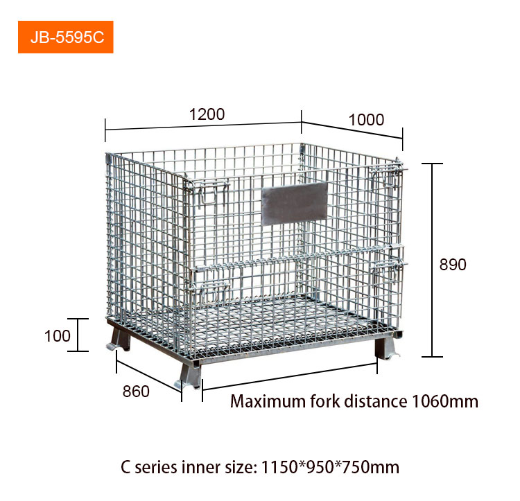 Galvanized foldable collapsible metal steel storage welded wire mesh cage