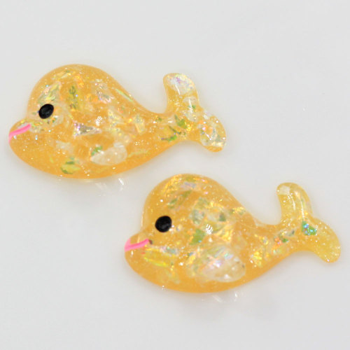 Transparent Various Color Glitter Kawaii Whale Shaped Flatback Resins Handmade Craft decor Charms Spacer DIY Items