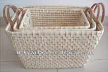 make corn husk storage basket with liner &handle