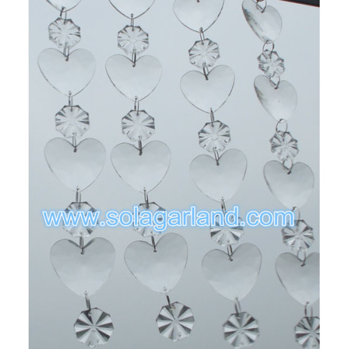 Joli coeur perles guirlande acrylique cristal clair suspendus chaîne de perles