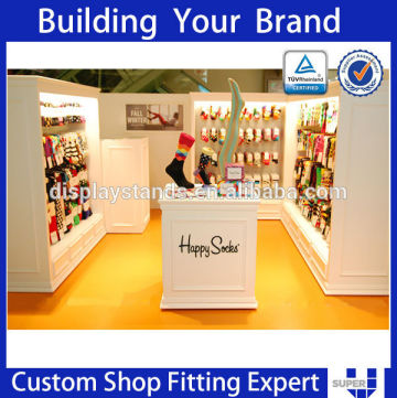 Global chain brand wooden footwear display systems in retail store