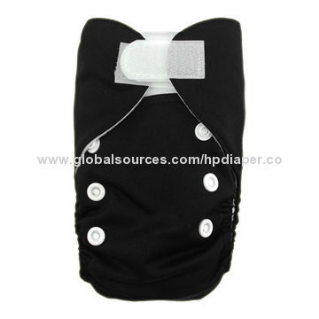 Phantom Black New Born Pocket Cloth Diaper, Hook-and-loop Closure