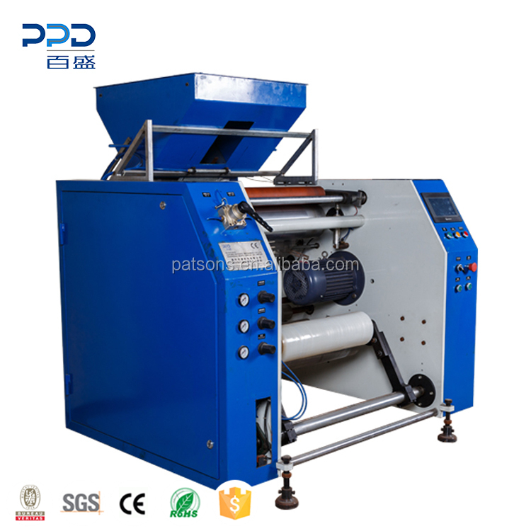 Auto plastic wrap rewinder 3 shaft coreless pe stretch film winding machine