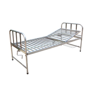 Tempat tidur rumah sakit stainless steel manual engkol tunggal