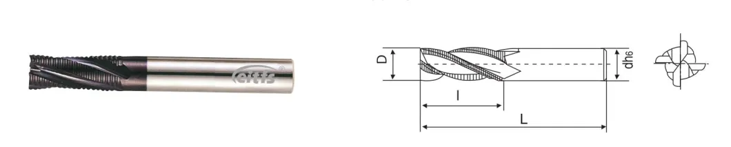 CNC Cutting Tool Carbide Rough End Mill 6*25*100 Milling Cutter for Steel