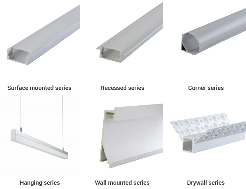 45 Degree Corner Aluminum Profile Led Strip Light Aluminium Profile For Shelves