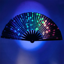 Wholesale Holographic Good Vibes 66cm UV Reflective Hand Held Fan