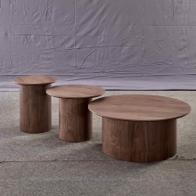 Modern Dark Brown 3-Piece Pedestal Coffee Table Set