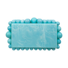 RW Luxury Beaded Pearl Acrylic Marble Clutch Handbag