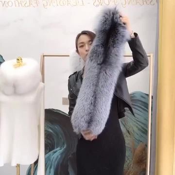 Cheap Women's Scarves 100% natural silver fox collar red fox silver blue fox collar fashion real fur scarf unisex