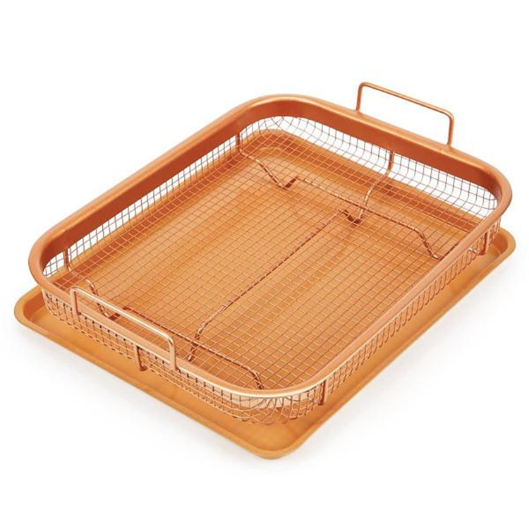 Manufacturer direct sell Non-Stick Oven Basket Tray Copper Air Fryer Copper Crisper Baking Tray
