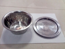 Non-magneticstainless steel wash bowl with flat lid and flower patern