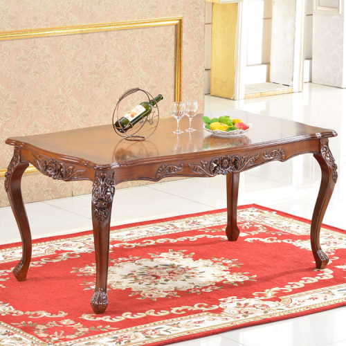 Dining room home used wood carved dining table set with wedgie carved patterns