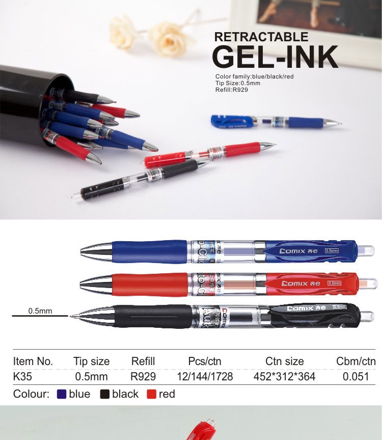 Office Stationery Competitive Price writing instrument 0.5mm retractable gel pen