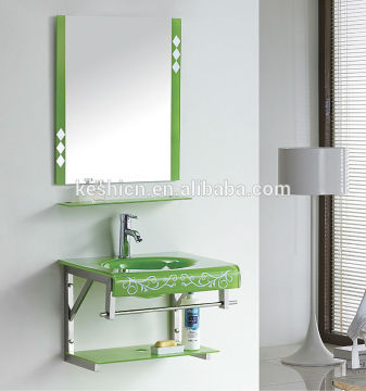Made in China factory hunging glass washbasin design bathroom vanities