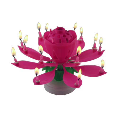 Fourteen Candles Rotatory Multicolor Flower Candle