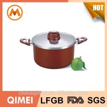 non stick aluminum saucepot with two soft touch handles