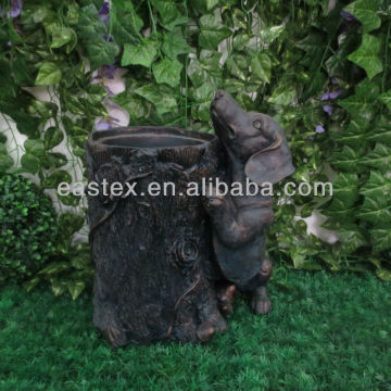 Fiberglass wood stake and dog statues