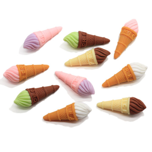 Großhandel Sweet Ice Cream Cone Harz Flatback Cabochon Charms 3D-Eis-Simulation Lebensmittel Perlen für Schmuck