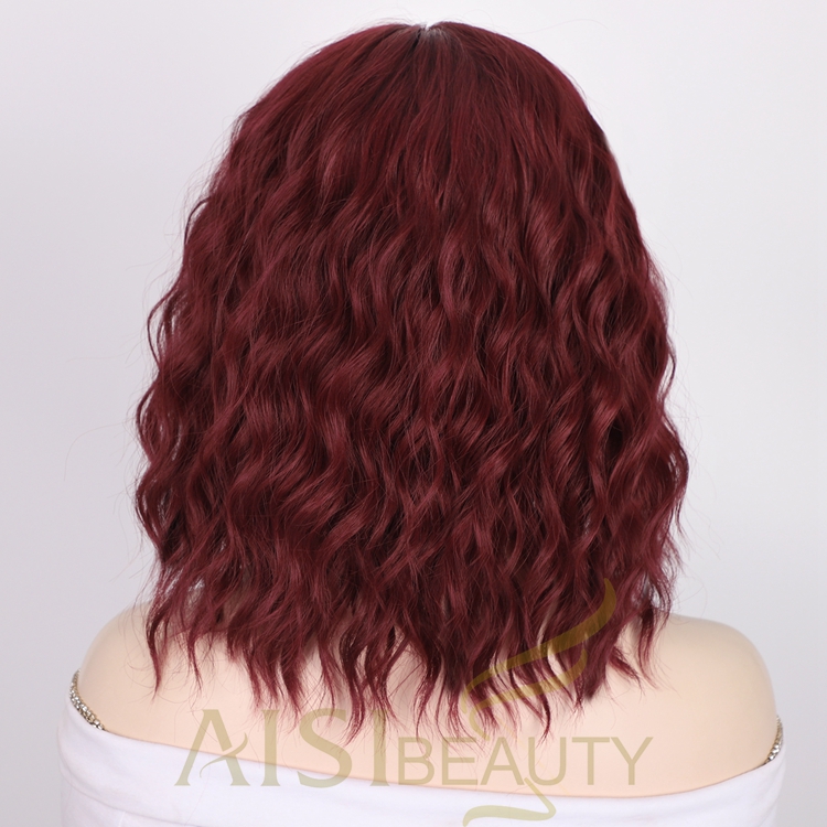 Afro Bug Water Wave Glueless Fiber Ladies Wholesale Lace Frontal Short For Women Cheap Curly Wig Synthetic Hair