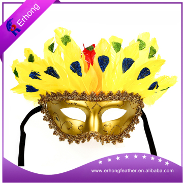 Golden color feather Imperial crown mask