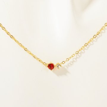 Designer Small Birthstone Zircon Retro Literary Pendant Necklace