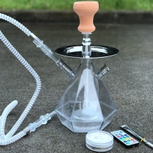 China cheap wholesale hookahs diamond shape transparent acrylic Hookah chicha with led light
