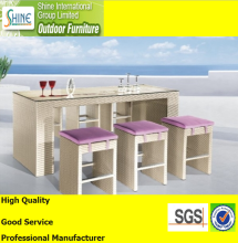 Outdoor Furniture Rattan Furniture Bar Stool and Bar Table, Rattan Bar Furniture