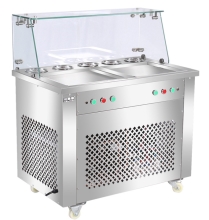 Double Pan Double Control Fried Ice Machine - Flat Pan Fried Ice Cream Machine