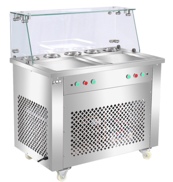 Double Pan Double Control Fried Ice Machine - Flat Pan Fried Ice Cream Machine