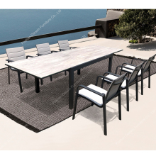 Aluminum French Garden Dining Table and Chair Set - Extensible Outdoor Furniture