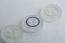 Colored eyelet transparent resin button