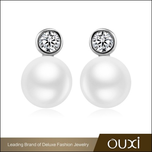 OUXI top design fashion imitation stud pearl long chain earrings