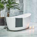 Simple White Bathroom Acrylic Oval Glossy Bathtub