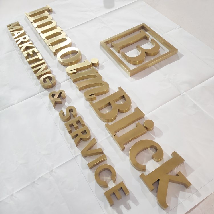 Rustic Mirror Polish Face Gold Letters Wall 3d Logo Stainless Steel Metal Alphabet Letter Sign For Company