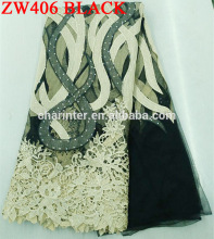 African lace fabric/ organza lace/ cord lace/ guipure lace/ frech lace / lace fabric ZW406 black