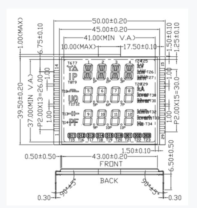 Arkled personalizado 50*39.5 FSTN LCD Integrated Display