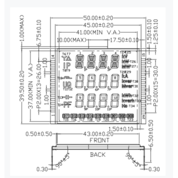 Arkled Customized 50*39,5 FSTN LCD Integriertes Display