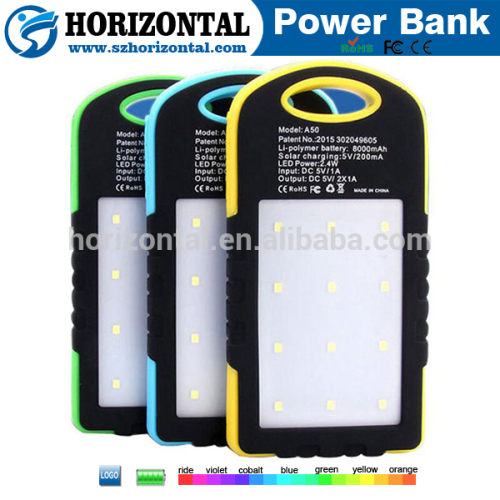 Waterproof Power bank 5000mah ,cheap solar power bank charger,solar power bank 8000mah