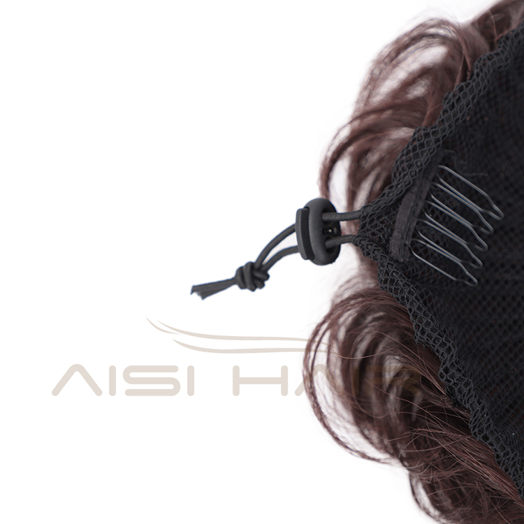 Aisi Hair Brazilian Human Hair Dark Brown Curly Chignon Bun Elastic Rope Rubber Band Hairpiece Clip In Extension For Women
