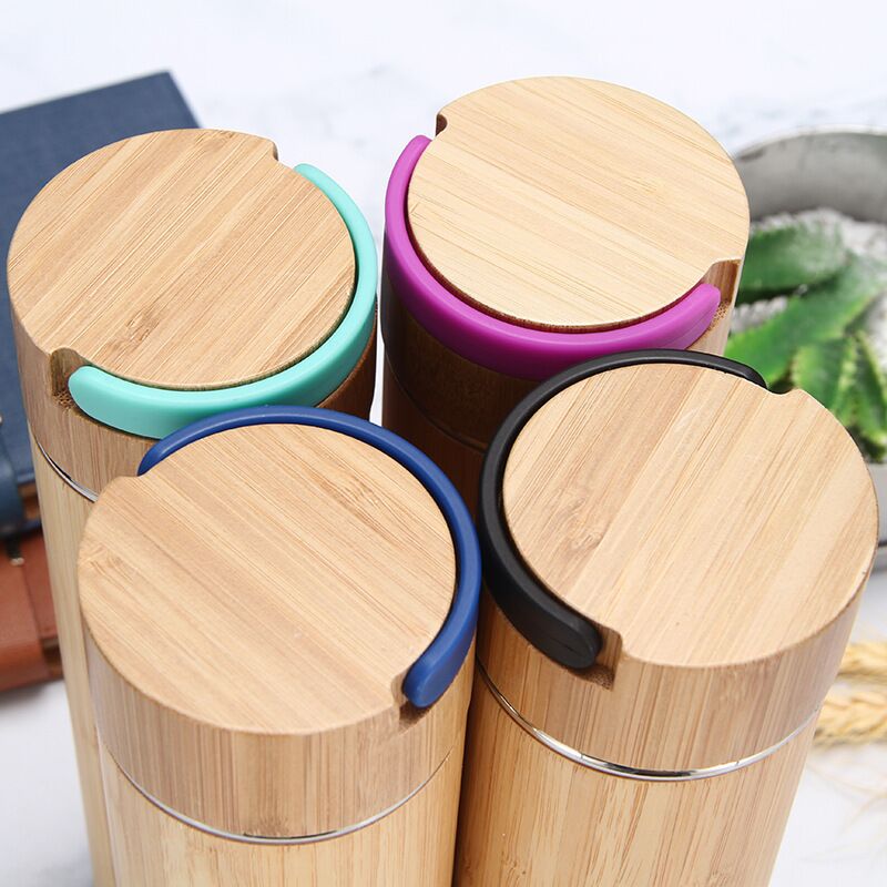 550ml Double Wall Stainless Steel Vacuum Flasks with Bamboo Lid