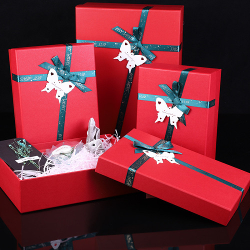Wholesale Paper Packaging Red Gift Box Ribbon