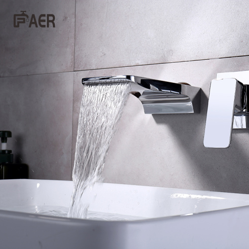 Double Hole Faucet Wall Mounted Chrome Finish Single Lever Mixer Tap Supplier