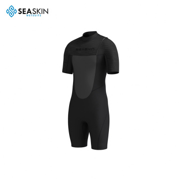 Seaskin Erkek Siyah Kısa Kollu Zipper Shorty Wetsuit