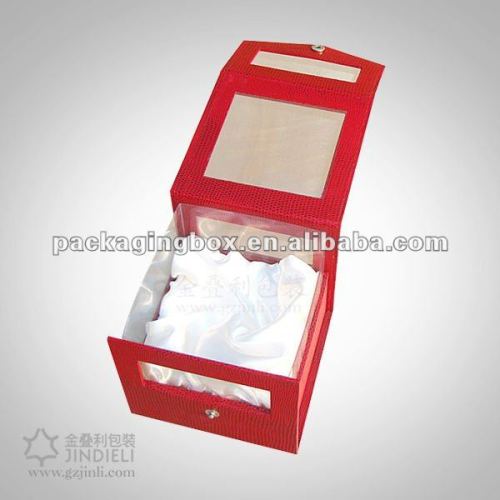 Small paper jewelry box white satin inlay