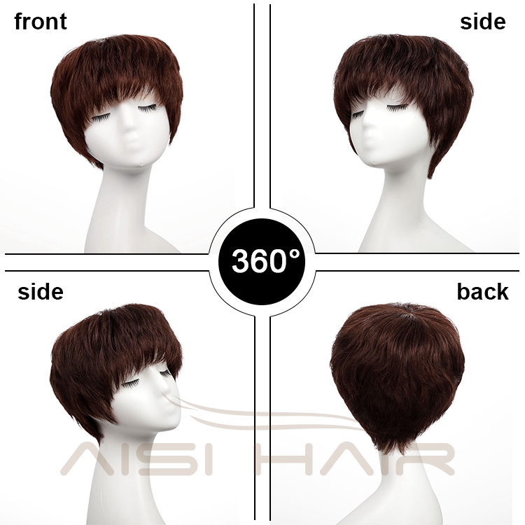 Aisi Hair Double Drawn Raw European No Glue No Gel Short 100% Real Wholesale Human Hair Wigs Colored