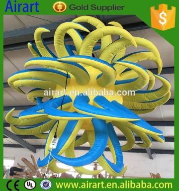 2016 newly club event decoration/club stage hanging inflatable yellow star/orange flower