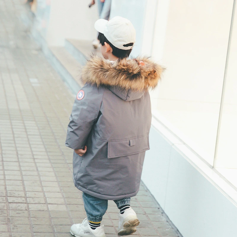 China Suppliers Kids Winter Warm Outdoor Fur Reversible Parka White Down Jacket